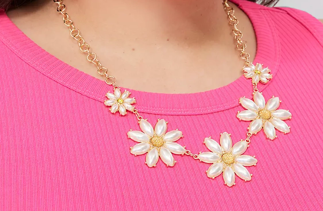 Floral Pearlized Statement Necklace